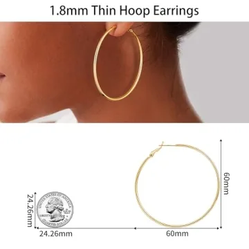 Gacimy Large Gold Hoop Earrings for Women 14K Gold Plated