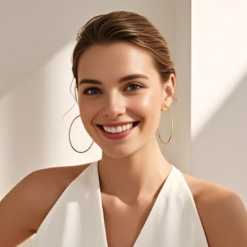 Gacimy Large Gold Hoop Earrings for Women 14K Gold Plated