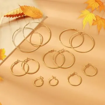 Gacimy Large Gold Hoop Earrings for Women 14K Gold Plated