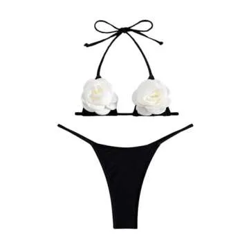 Verdusa 3D Rose Halter String Bikini Set for Women