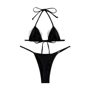 Verdusa 3D Rose Halter String Bikini Set for Women