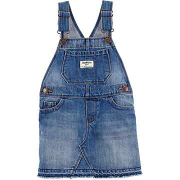 Osh Kosh Girls' Toddler World's Best Overalls, Denim Jumper, 4T
