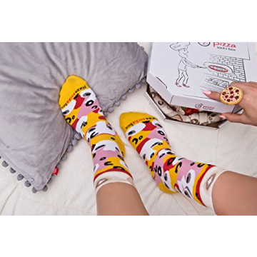 Rainbow Socks - Pizza Box Socks - 4 pairs MIX Vege Capriciosa Pepperoni Cotton Socks - Made In Europe