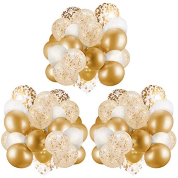 Dandy Decor 60 Pack Gold Balloons + Gold Confetti Balloons w/Ribbon | Elegant Party Decorations