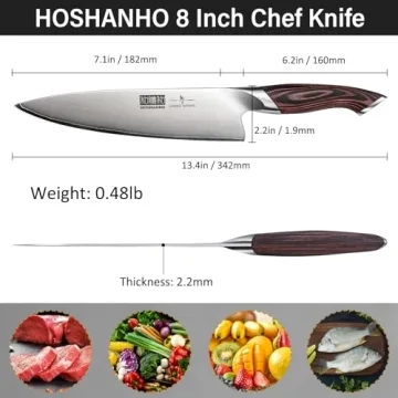HOSHANHO 8 Inch Japanese Steel Chef's Knife for Home Cooks