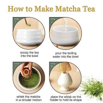 Japanese Matcha Tea Set, Matcha Ceremony Accessory - Matcha Whisk, Ceramic Bowl and Whisk Holder, Traditional Scoop, The Perfect Set to Prepare a Traditional Cup of Matcha