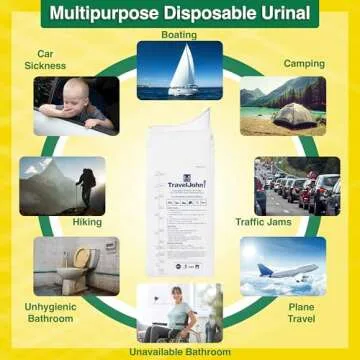 TravelJohn Resealable Disposable Urinal for All Genders, Adults, & Children (TJ1N-C) - 6 Pack
