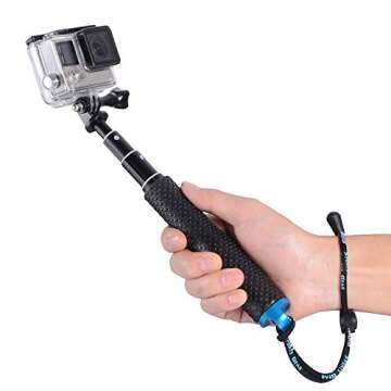 Trehapuva 19”(Full Length) Extension Selfie Stick Compact Hand Grip Adjustable Waterproof Monopod Pole Compatible with GoPro Hero 13 12 11 10 9 8 7 6 5 AKASO DJI Osmo Action Camera(Short Size)