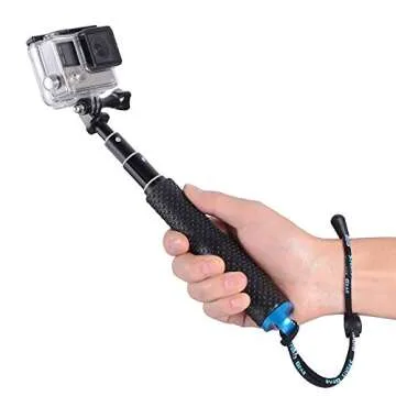 Trehapuva 19”(Full Length) Extension Selfie Stick Compact Hand Grip Adjustable Waterproof Monopod Pole Compatible with GoPro Hero 13 12 11 10 9 8 7 6 5 AKASO DJI Osmo Action Camera(Short Size)
