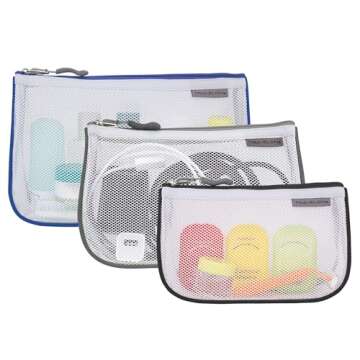 Travelon Set of 3 Piped Pouches for Organizing Travel Gear