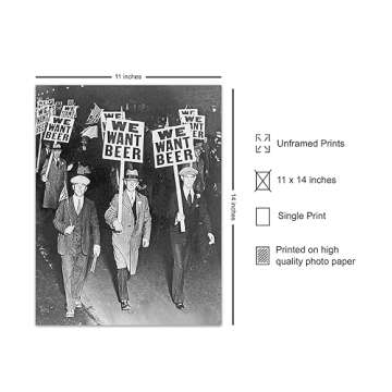 Vintage Prohibition Beer Poster LARGE 11x14 - Unique Wall Art Decor for Home, Bar, Cafe - Funny Sayi...