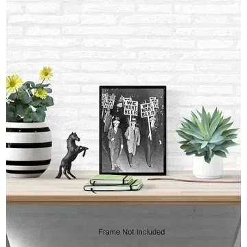 Vintage Prohibition Beer Poster LARGE 11x14 - Unique Wall Art Decor for Home, Bar, Cafe - Funny Saying Retro Art Print - Bar Room Decor - Vintage Decorations - Bar Art - Retro Decor - Funny Saying