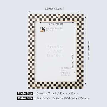 Handicrafts Home Picture Frames - Chic Boho Wall Décor Photo Frame, Grey-White 5" x 7"