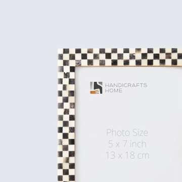 Handicrafts Home Picture Frames - Chic Boho Wall Décor Photo Frame, Grey-White 5" x 7"