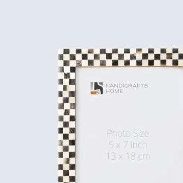 Handicrafts Home Picture Frames - Chic Boho Wall Décor Photo Frame, Grey-White 5" x 7"