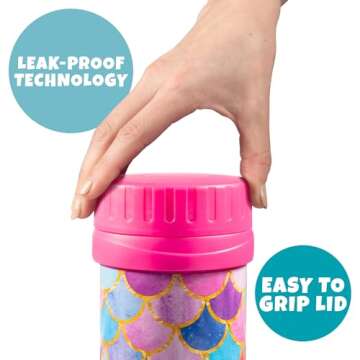 Bentology Stainless Steel Insulated 13oz Lunch Jar Thermos for Kids - Mermaid - Large Leak-Proof Sto...