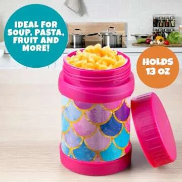 Bentology Stainless Steel Insulated 13oz Lunch Jar Thermos for Kids - Mermaid - Large Leak-Proof Storage for Hot or Cold Food, Soups, Liquids with Wide Mouth-BPA Free, Back to School Lunch Boxes, Bags