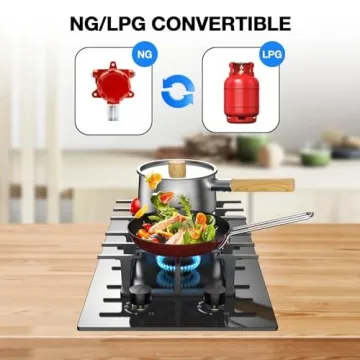 Nafewin 2 Burner Gas Stove Propane Cooktop, Tempered Glass Gas Cooktop 12 inch Stainless Steel Gas Burner with Thermocouple Protection, Lpg/Ng Dual Fuel Built-in Gas Stove Top for Apartments, Rvs