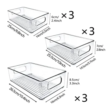 Organize with Lachesis Stackable Refrigerator Bins - 9 Pack