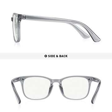 OLIEYE Blue Light Blocking Glasses - Computer Game Glasses Square Eyeglasses Frame for Women Men Anti Eye Eyestrain Reading Gaming Glasses (Tra_Gray)