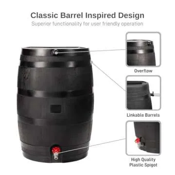 Eco-Friendly 50-Gallon Rain Barrel for Sustainable Gardening
