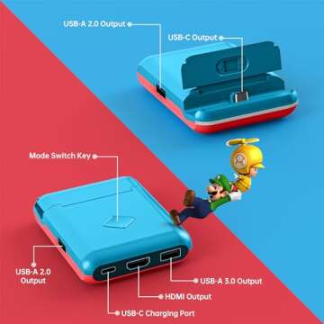 TV Docking Station for Nintendo Switch/Switch OLED Series, 4K/1080P HDMI TV Adapter, Foldable Switch...