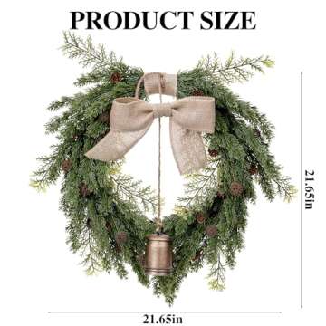 Vintage Norfolk Pine Christmas Wreath - 21 Inch Decor