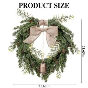 Vintage Norfolk Pine Christmas Wreath - 21 Inch Decor
