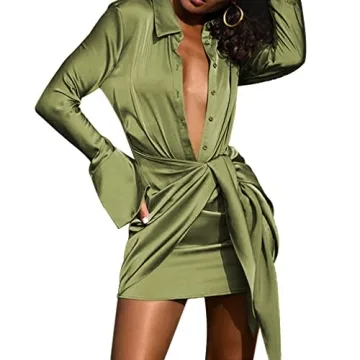 SHESEEWORLD Sexy Long Sleeve Mini Dress - Stylish Wrap Design