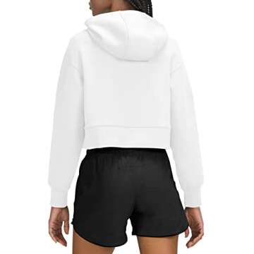 LASLULU Womens Fuzzy Cropped Hoodies Sport Athletic Hoodie Sexy Long Sleeve Pullover Tops Sweater Fleece Lined Sweatshirt(White Medium)