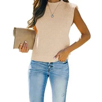 Amarmia Women's Mock Neck Knit Sweater Vest Sleeveless Casual Trendy Summer Ribbed Pullover Tank Top...