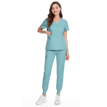 niaahinn Women's Scrubs Set with 10 Pockets and Style
