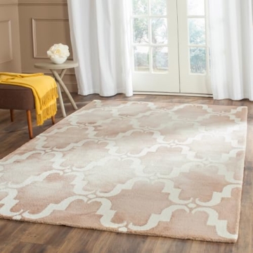 SAFAVIEH Dip Dye Collection 4' x 6' Beige/Ivory DDY536G Handmade Moroccan Watercolor Premium Wool Ar...