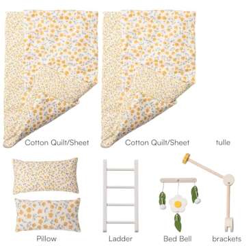 ROBOTIME Baby Doll Bunk Beds, Doll Cribs for 18 inch Dolls, Wooden Doll Beds Cribs fits American Girls (Wood, 2 Pcs Beds)