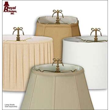 Royal Designs, Inc. Bow Tie Design Finial for Lamp Shade, F-5065PB-1, Polished Brass