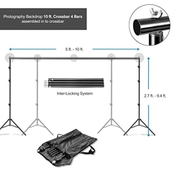 LimoStudio 10 ft. Backdrop Stand with 3 Color Background
