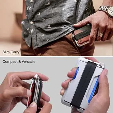 Dango Slim Minimalist Wallet for Men - RFID Blocking - Leather, Whiskey Brown/Satin Silver