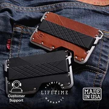 Dango Slim Minimalist Wallet for Men - RFID Blocking - Leather, Whiskey Brown/Satin Silver