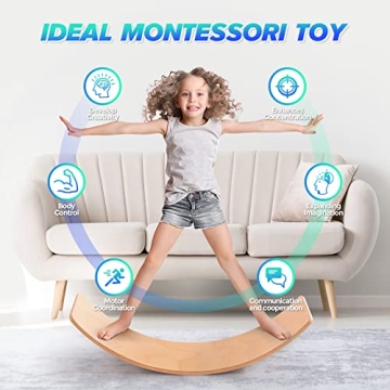 37 Inch Wooden Balance Board Kids Adults Montessori Toy