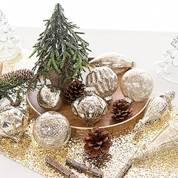 Mercury Glass Finish Christmas Ornaments Set of 8