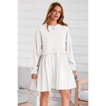PRETTYGARDEN Women's Trendy Patchwork Sweatshirt Dress