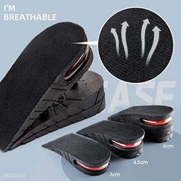 Height Increase Insole 3-Layer Air Cushion Heel Insert Lift Shoes Insole for Men and Women Invisible...