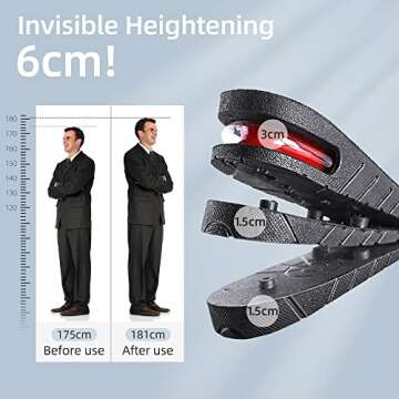 Height Increase Insole 3-Layer Air Cushion Heel Insert Lift Shoes Insole for Men and Women Invisible Elevator Adjustable Insoles