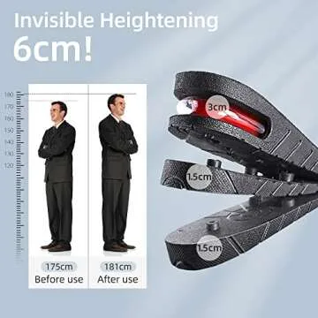 Height Increase Insole 3-Layer Air Cushion Heel Insert Lift Shoes Insole for Men and Women Invisible Elevator Adjustable Insoles