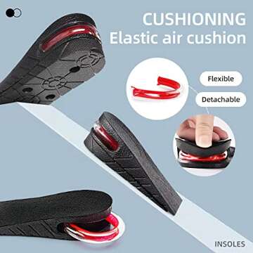 Height Increase Insole 3-Layer Air Cushion Heel Insert Lift Shoes Insole for Men and Women Invisible Elevator Adjustable Insoles