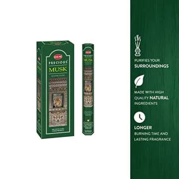 Hem Precious Musk Incense Sticks - 120 Count for Relaxation