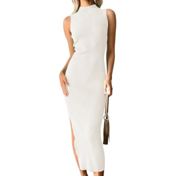 ZESICA Women's Sleeveless Knitted Dress for Summer Style