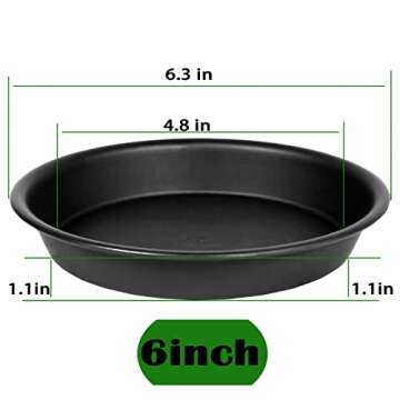Bleuhome 6 Pack Plant Saucer Tray, 4 6 8 10 12 13 15 17 19 inch Plant Saucers, Heavy Duty Plastic Pl...