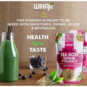 Wixar Wildcrafted Sea Moss Powder – (8 Ounces) – Natural Irish Sea Moss and Bladderwrack with Bu...