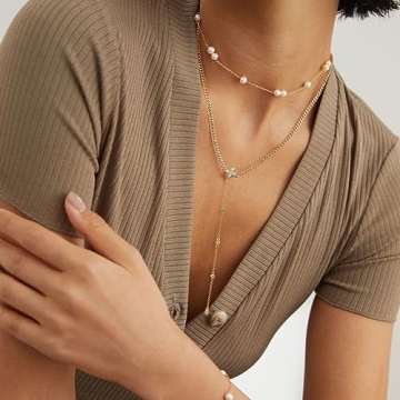 KissYan Y Shaped Gold Necklace for Women Adjustable & Elegant